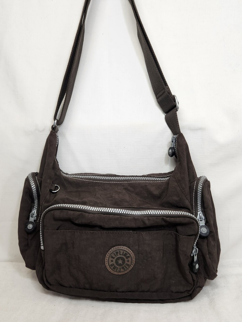 Kipling Womens Jeel Espresso Brown Crossbody Purse Multi Pocket